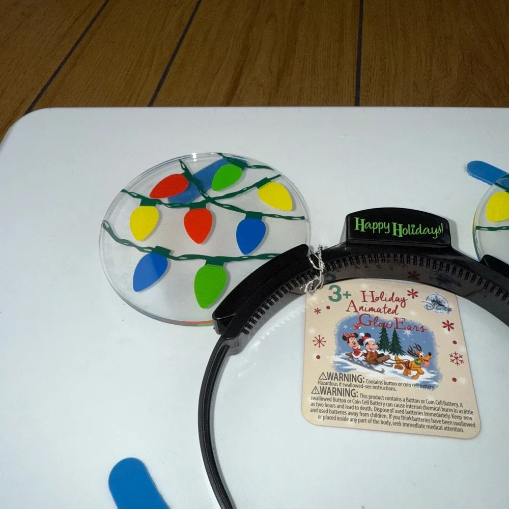 Disney Holiday Animated Glow Ears Headband Light Up‎ Christmas Mickey Minnie